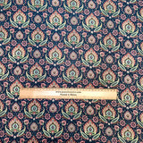 Per Metre Printed Cashmere Effect Crepe Fabric- 45" Wide (Navy)