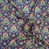Per Metre Printed Cashmere Effect Crepe Fabric- 45" Wide (Navy)