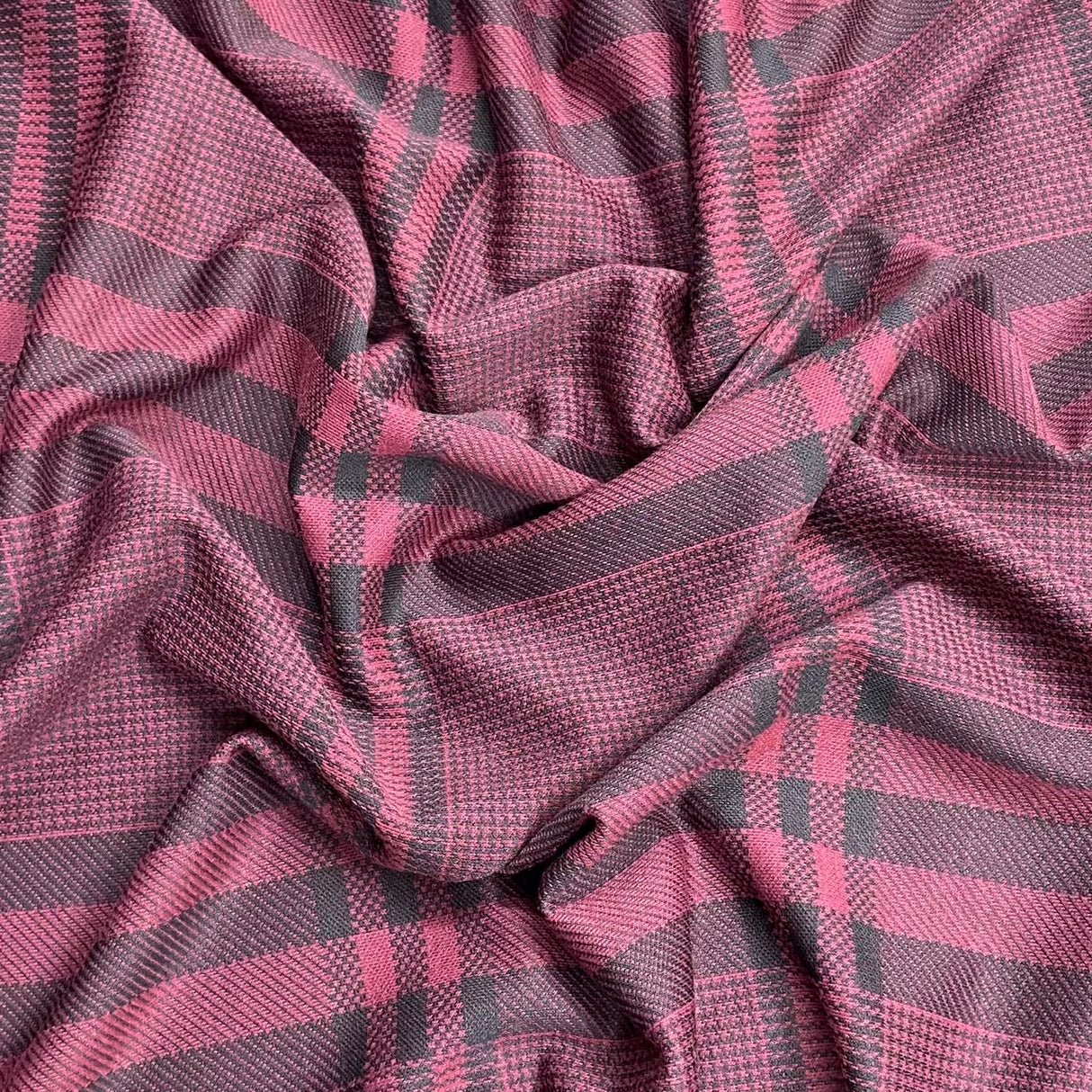 3 Metres Luxury Soft Printed Ponte Scuba - 55" Wide - Red Checks (Clearance Sale)