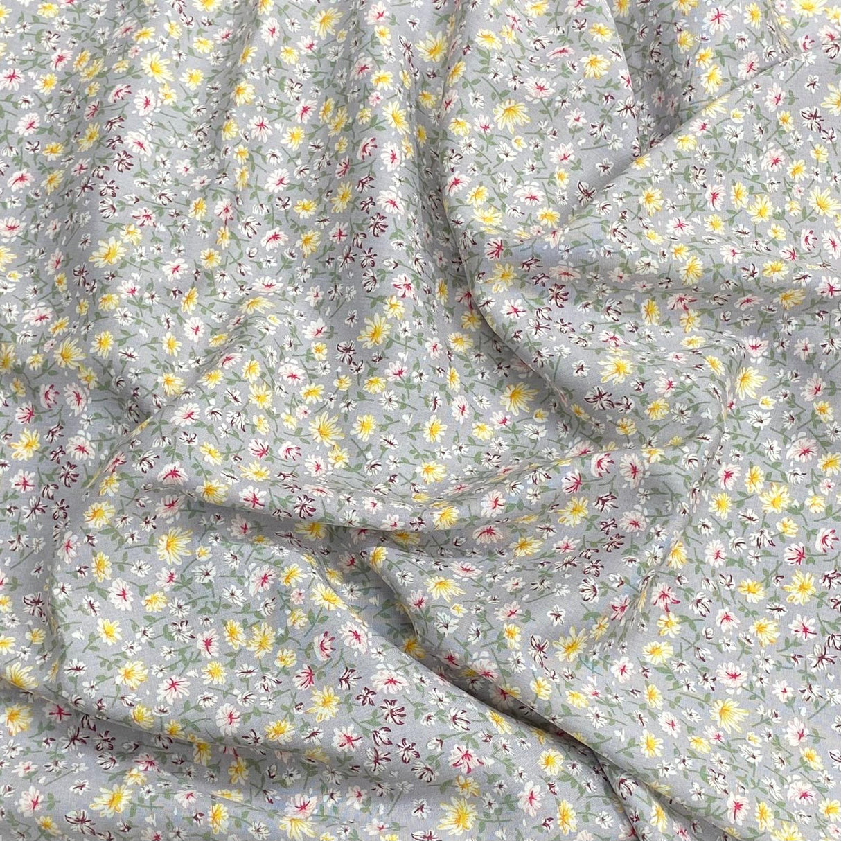 3 Metres, Premium Quality, Printed Dressmaking Viscose Crepe - 55" Wide (Grey Floral)