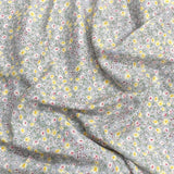 3 Metres, Premium Quality, Printed Dressmaking Viscose Crepe - 55" Wide (Grey Floral)