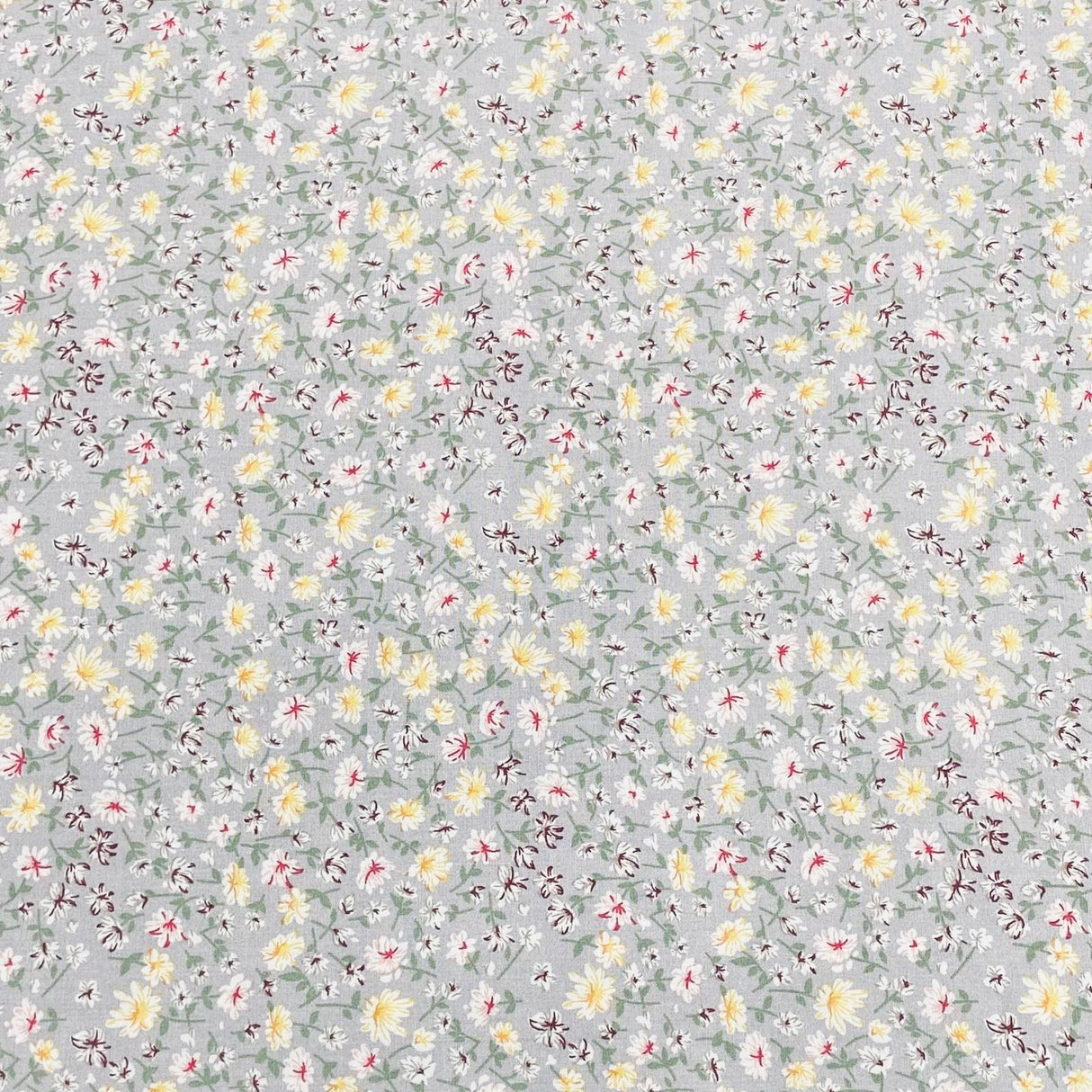 3 Metres, Premium Quality, Printed Dressmaking Viscose Crepe - 55" Wide (Grey Floral)