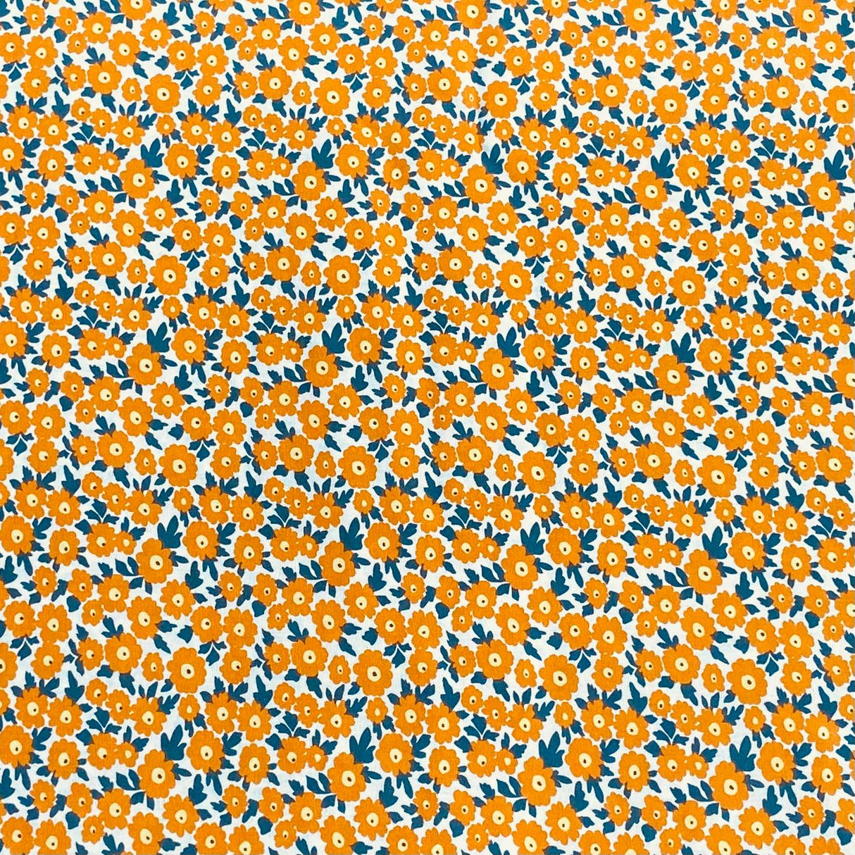 3 Metres, Premium Quality, Printed Dressmaking Viscose - 55" Wide (Orange & White)
