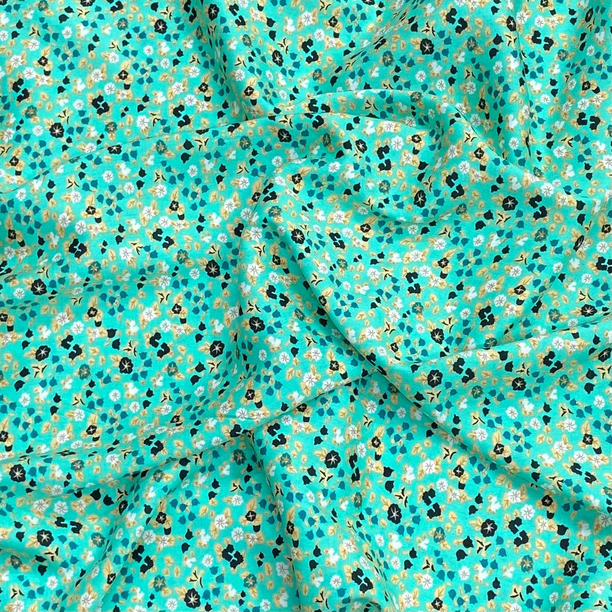 3 Metres, Premium Quality, Printed Dressmaking Viscose Crepe - 55" Wide (Green Flowers)
