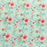 3 Metres, Luxury Dressmaking 100% Digital Printed Cotton Lawn- 55" (Mint)