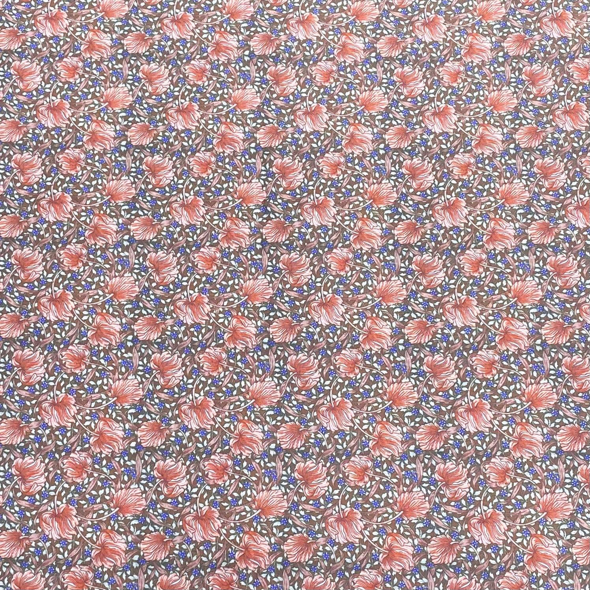3 Metres, Luxury Dressmaking 100% Digital Printed Cotton Lawn- 55" (Brown)