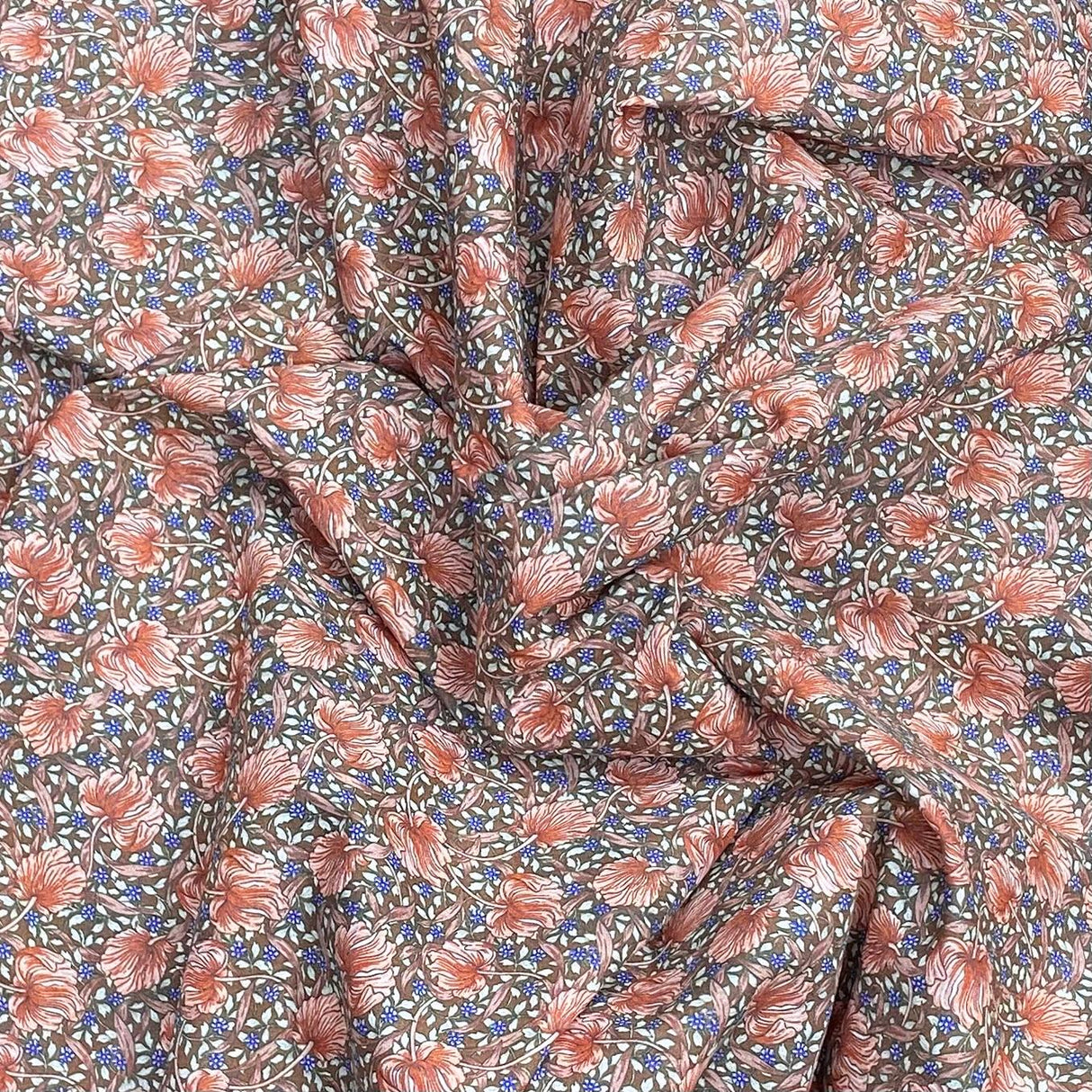 3 Metres, Luxury Dressmaking 100% Digital Printed Cotton Lawn- 55" (Brown)