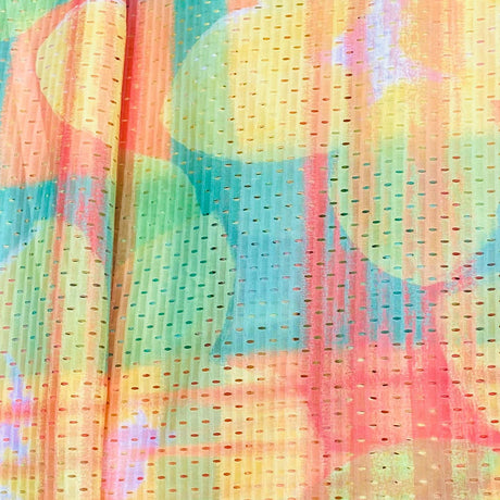 10 Metres Beautiful Printed Cut Out Crepe 55" Wide (Yellow & Green)