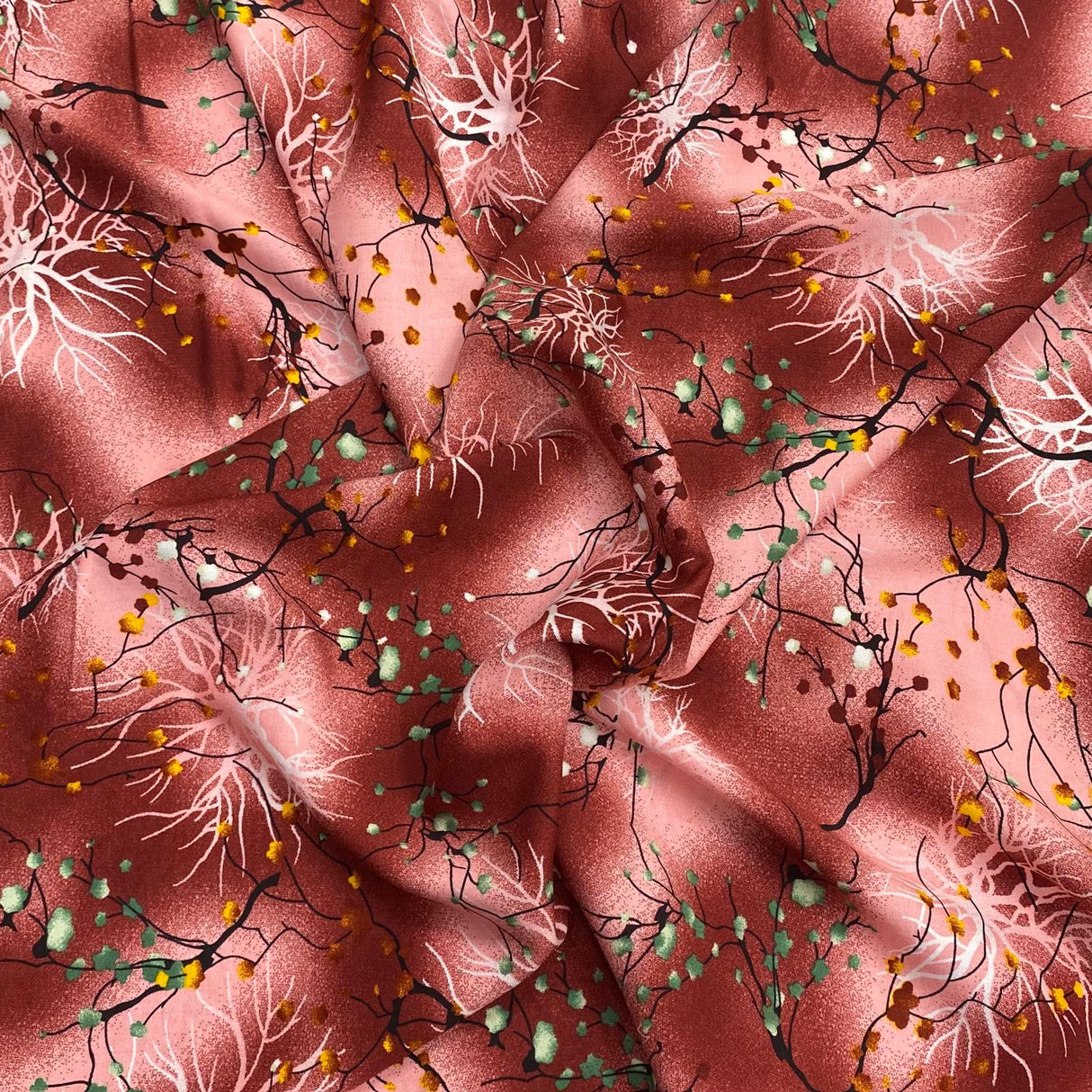 3 Metres, Premium Quality, Printed Dressmaking Viscose - 55" Wide (Maroon)