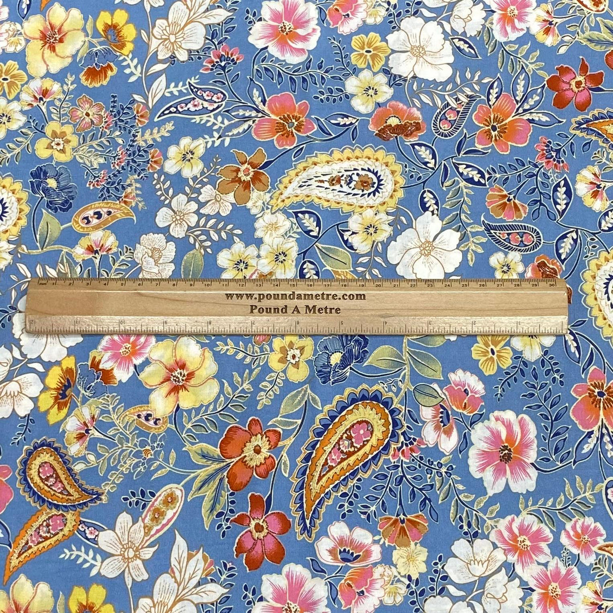 3 Metres, Premium Quality, Printed Dressmaking Viscose - 55" Wide (Sky)