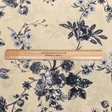 3 Metres, Premium Quality, Printed Dressmaking Viscose - 55" Wide (Cream Floral)