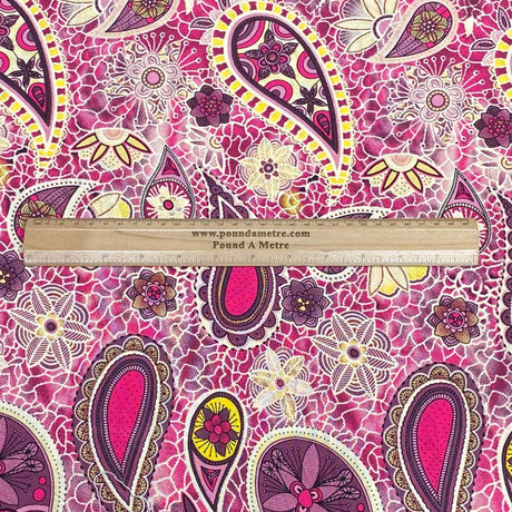 3 Metres, Premium Quality, Printed Dressmaking Viscose - 55" Wide (Pink)