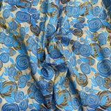 Per Metre Luxury Floral Brocade- 55” Wide (Blue Rose)