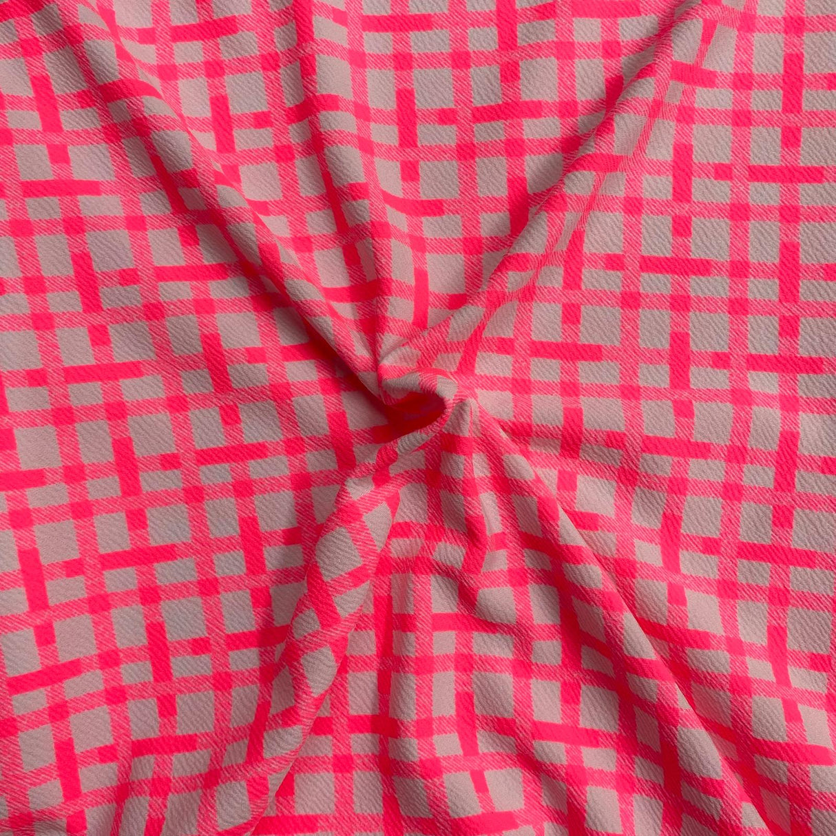 3 Metres Luxury Soft Printed Ponte Scuba - 55" Wide - (Pink & White)