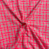 3 Metres Luxury Soft Printed Ponte Scuba - 55" Wide - (Pink & White)