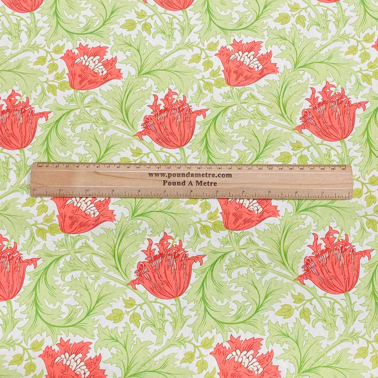 Per Metre Luxury Printed Quilting Cotton - (Green Flowers)