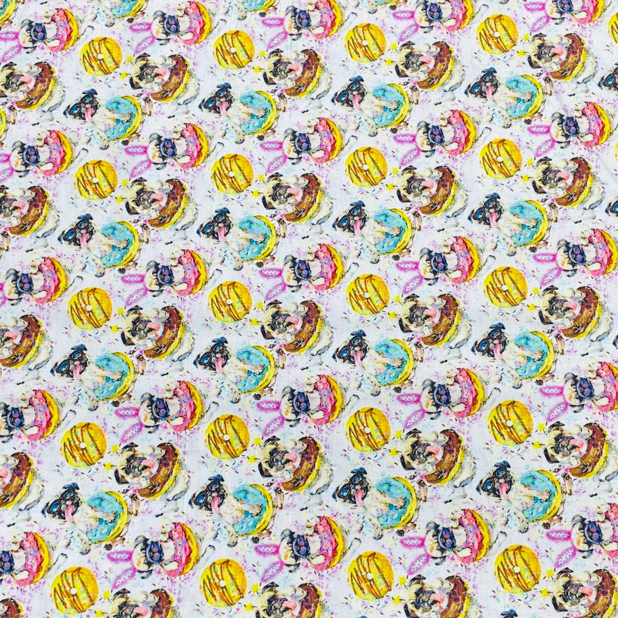 Per Metre Luxury Printed Quilting Cotton - (Dogs In A Donut)