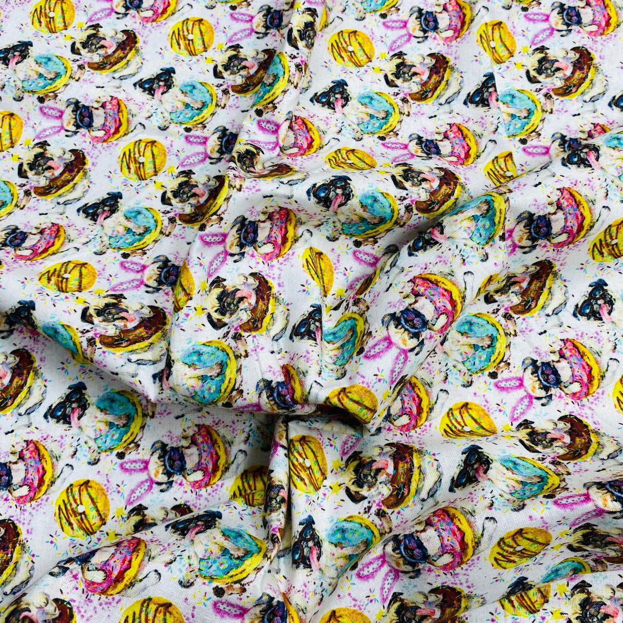 Per Metre Luxury Printed Quilting Cotton - (Dogs In A Donut)