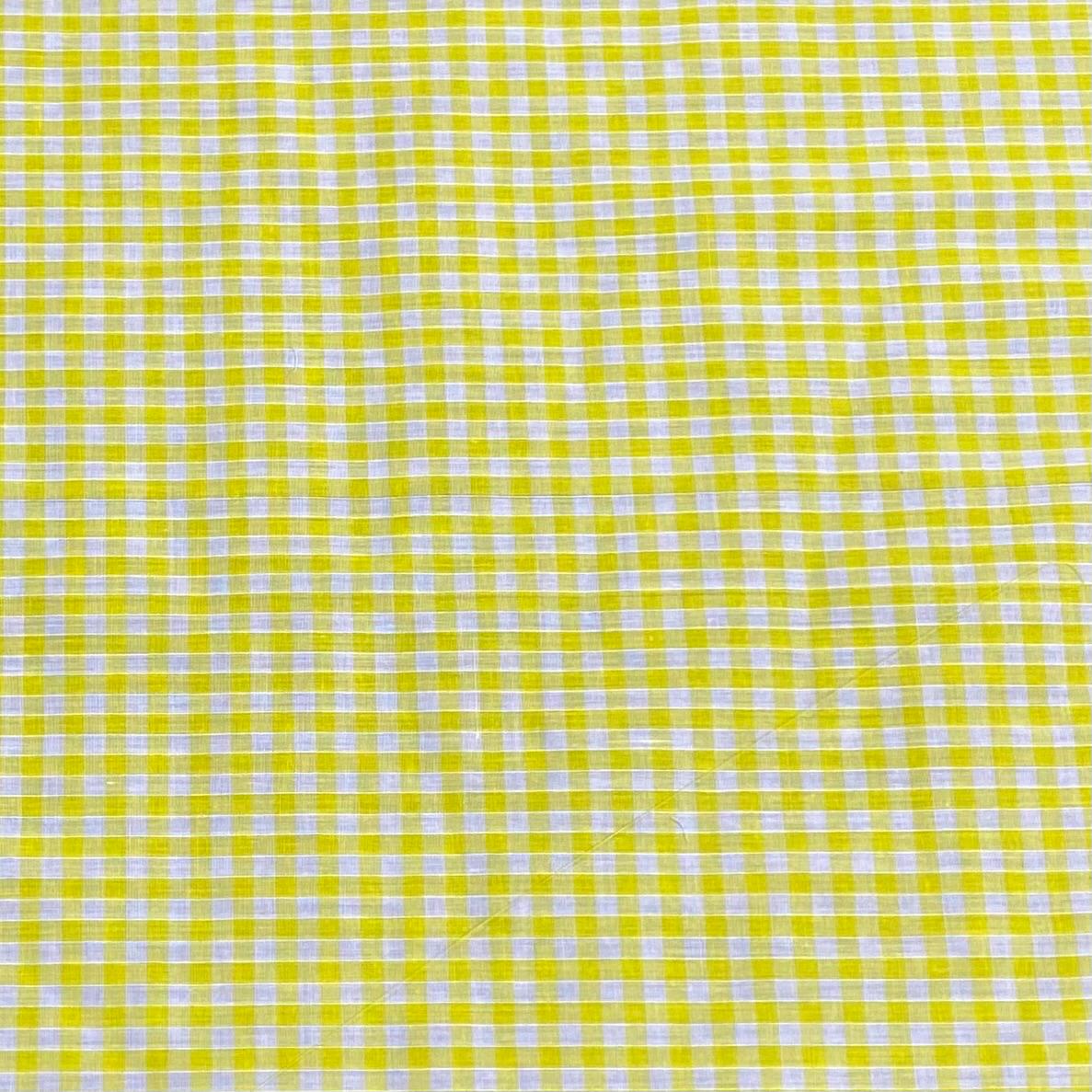 Per Metre Super Soft Polycotton Gingham 45" Wide (Yellow & White)