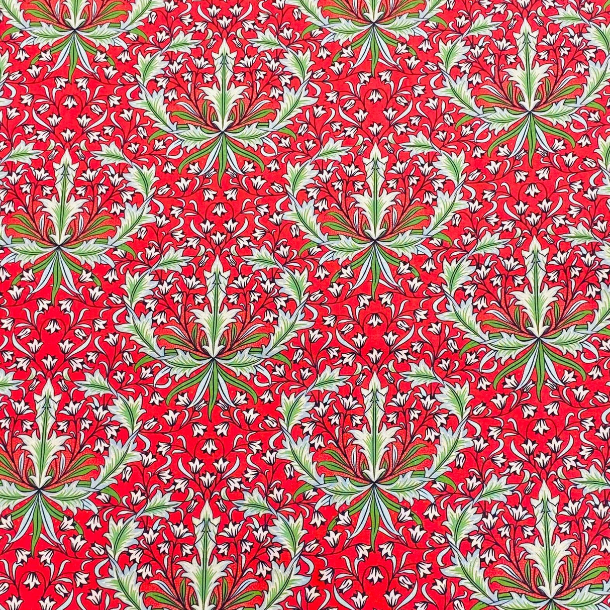 Per Metre Luxury Printed Quilting Cotton - (Red Flowers)