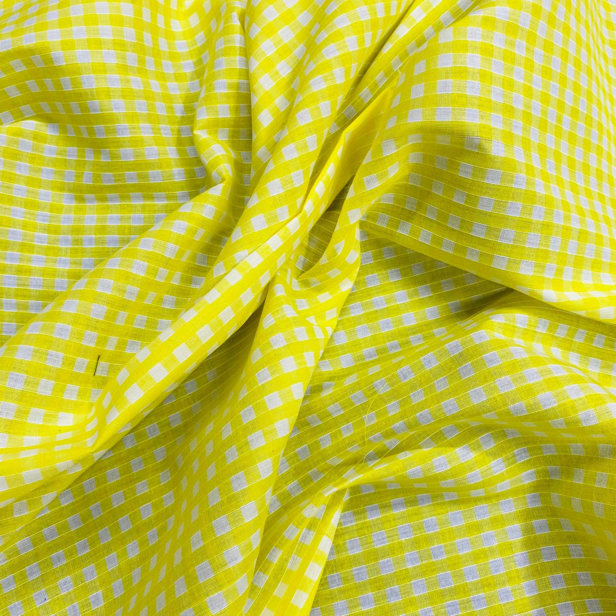 Per Metre Super Soft Polycotton Gingham 45" Wide (Yellow & White)