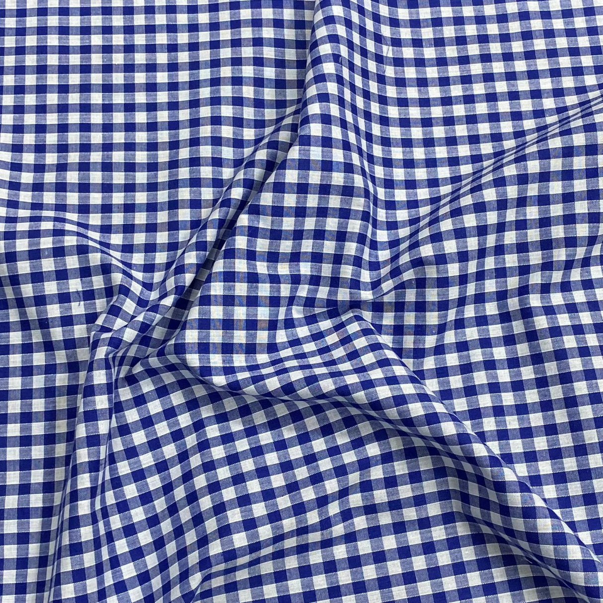 Per Metre Super Soft Polycotton Gingham 45" Wide (Royal& White)