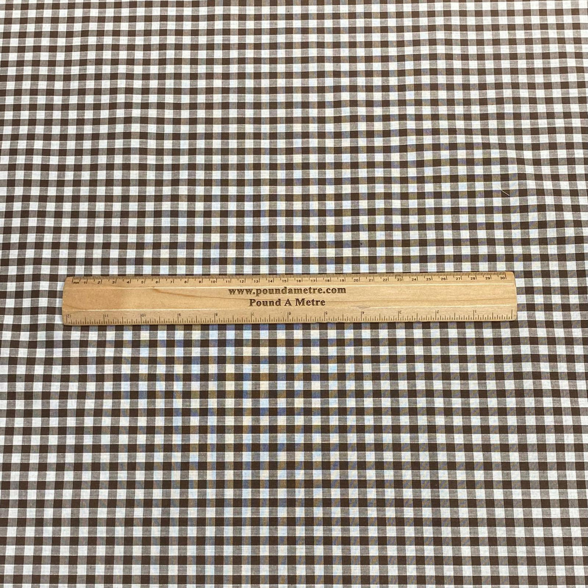 Per Metre Super Soft Polycotton Gingham 45" Wide (Brown & White)