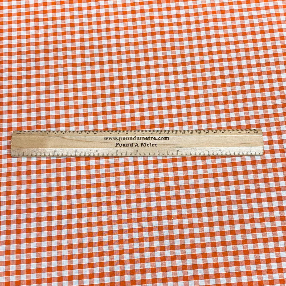 Per Metre Super Soft Polycotton Gingham 45" Wide (Orange & White)