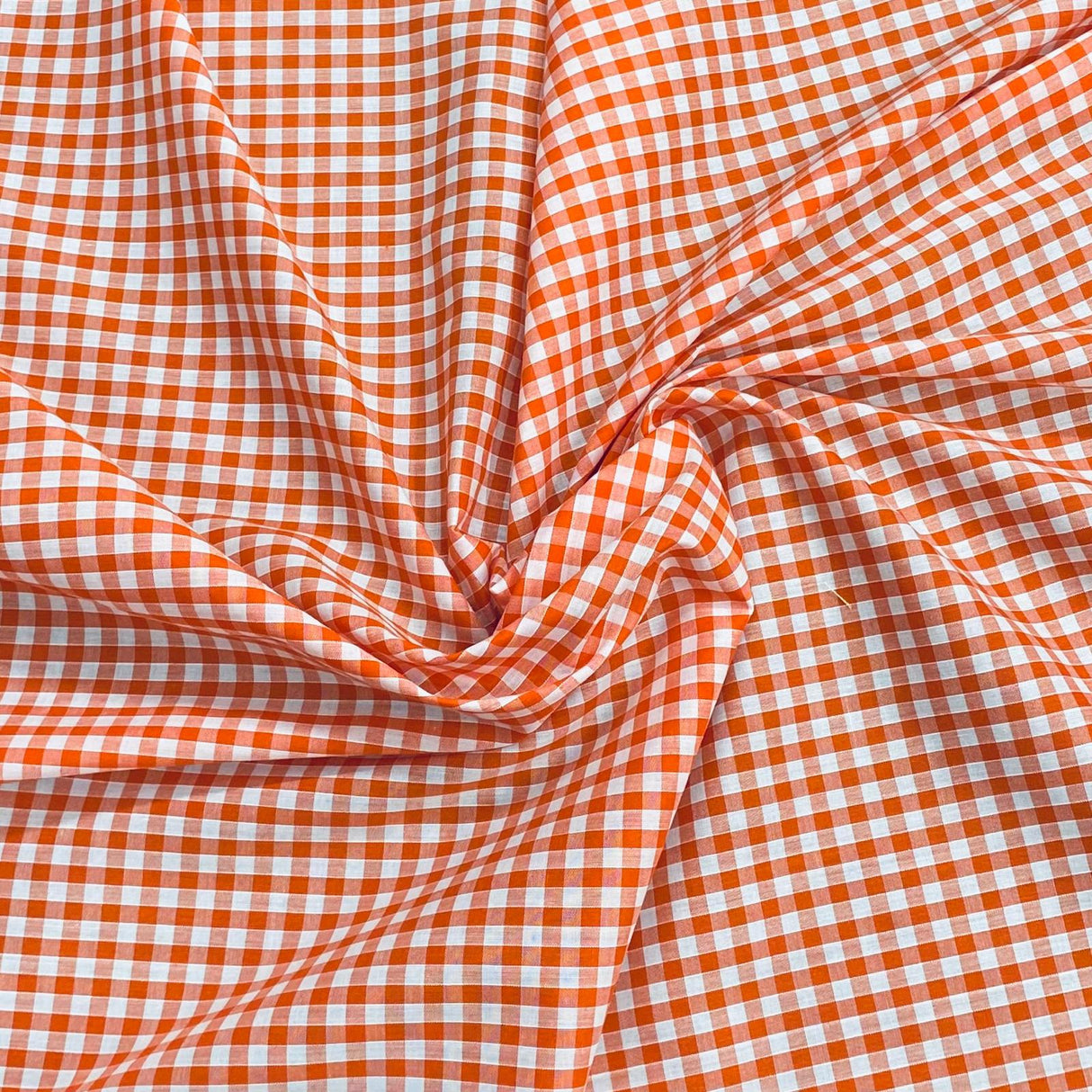 Per Metre Super Soft Polycotton Gingham 45" Wide (Orange & White)