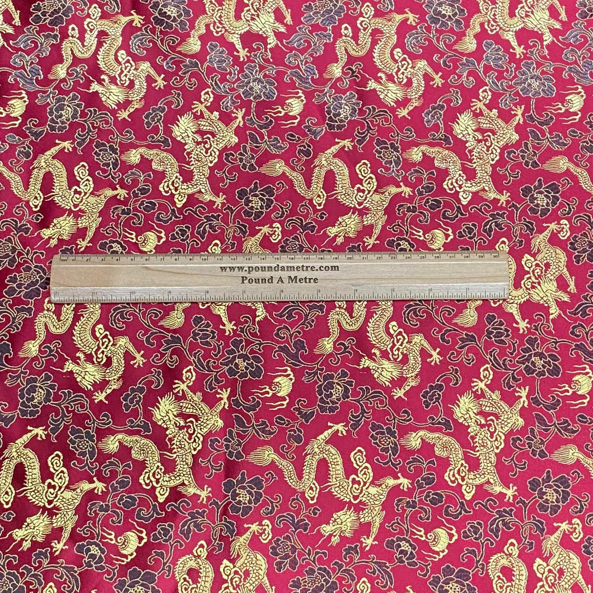 Per Metres Oriental Chinese Brocade - 45" Wide - (Red)