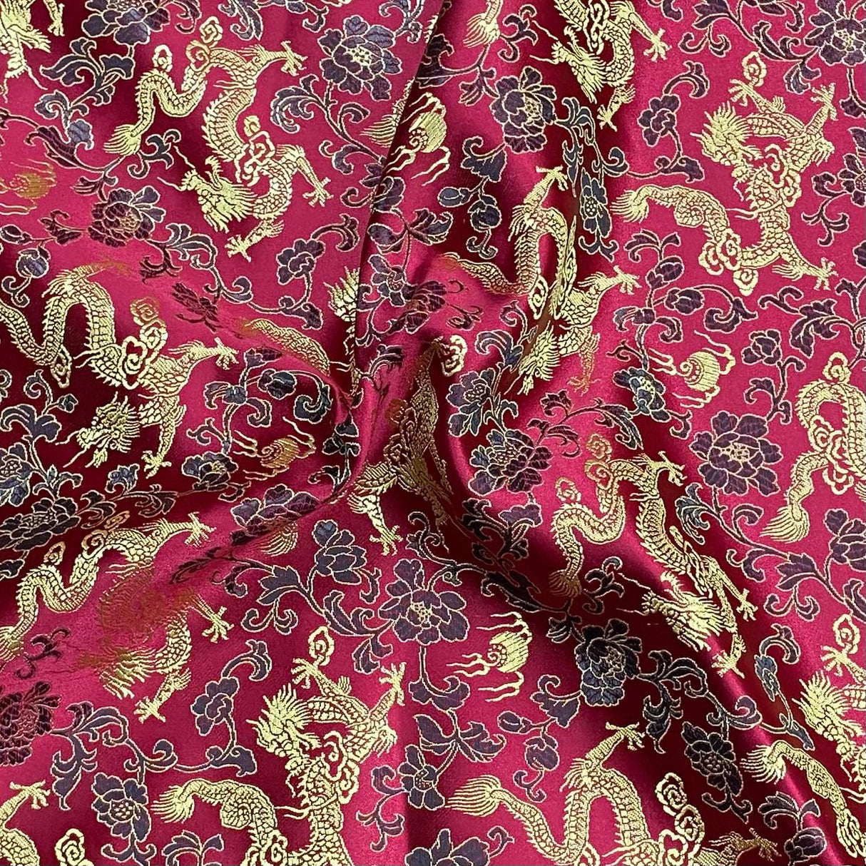 Per Metres Oriental Chinese Brocade - 45" Wide - (Red)