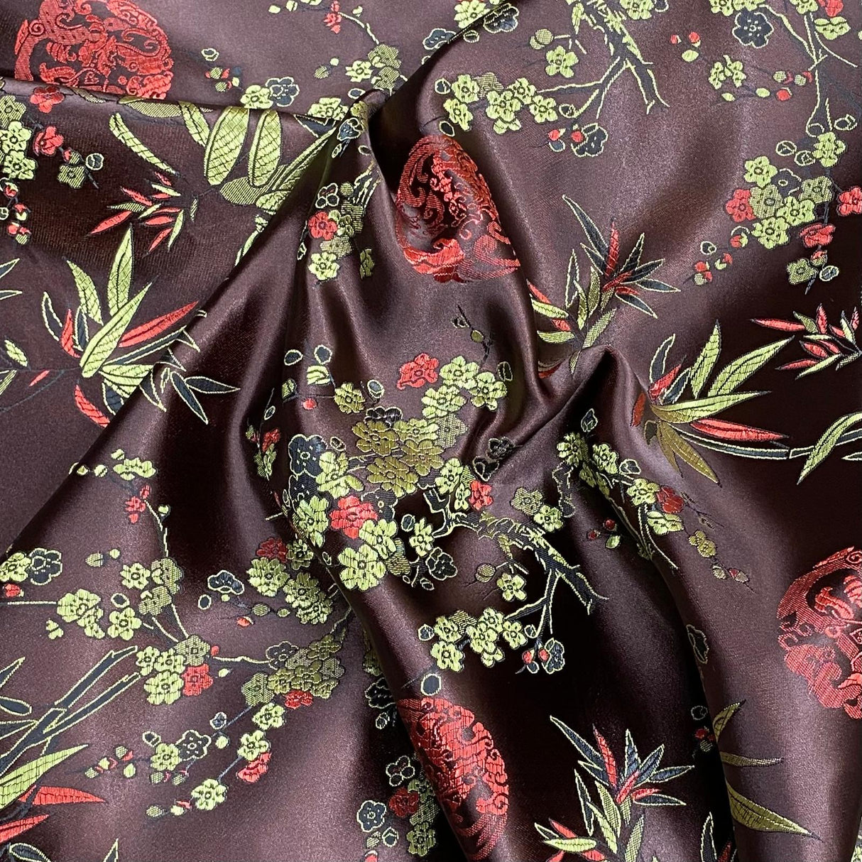 Per Metres Oriental Chinese Brocade - 45" Wide - (Brown)