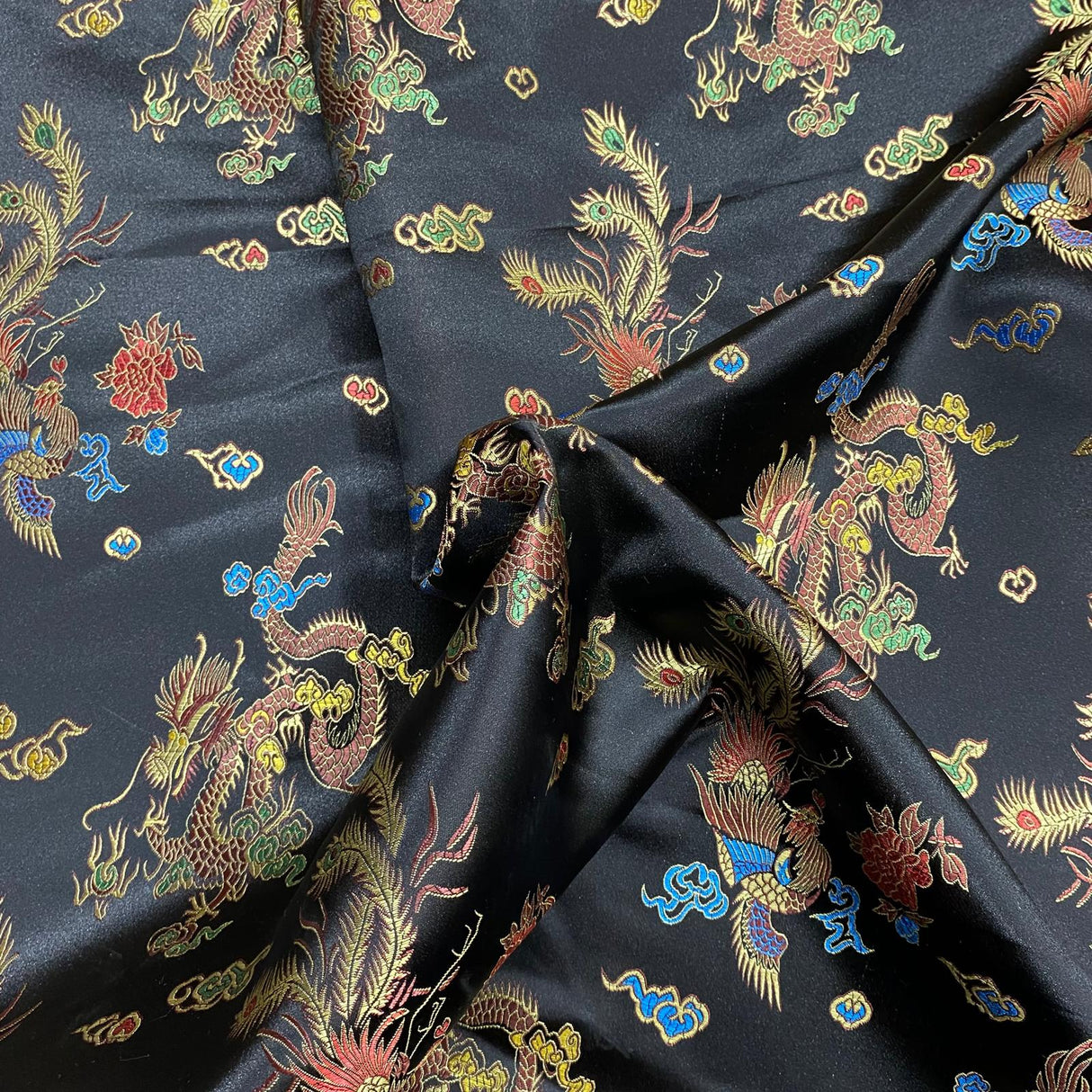 Per Metres Oriental Chinese Brocade - 45" Wide - (Black)