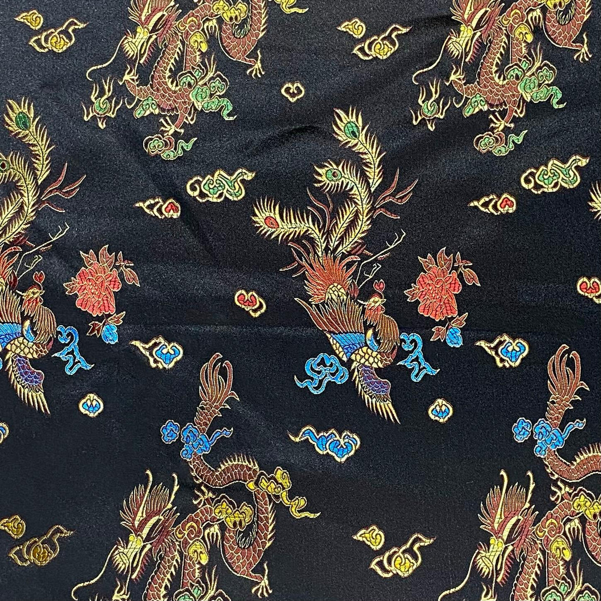 Per Metres Oriental Chinese Brocade - 45" Wide - (Black)