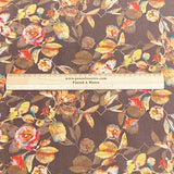3 Metres, Luxury Dressmaking 100% Digital Printed Cotton Lawn- 55" (Brown)