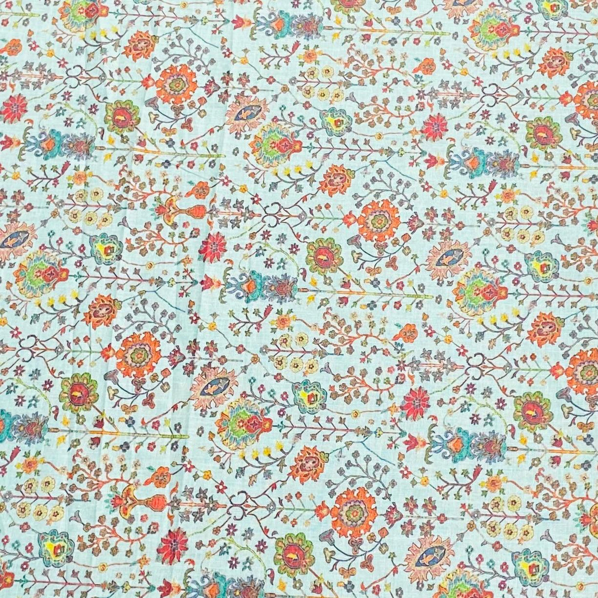 3 Metres, Luxury Dressmaking 100% Digital Printed Cotton Lawn- 55" (Sky Blue)