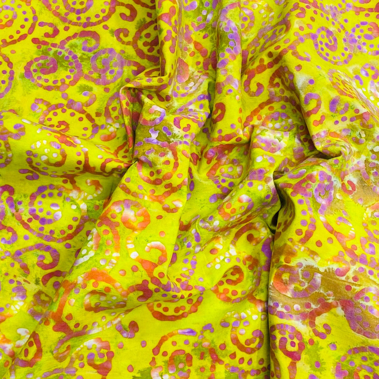 Premium Quality 100% Cotton Batik - 45" Wide (Yellow)