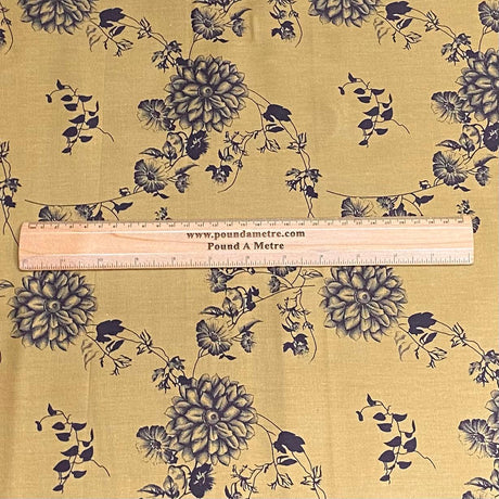 Per Metre Premium Quality Floral Drill  58" (Gold)