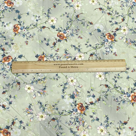 3 Metres, Soft Touch Japanese Printed Crepe - 45" Wide (Sage)