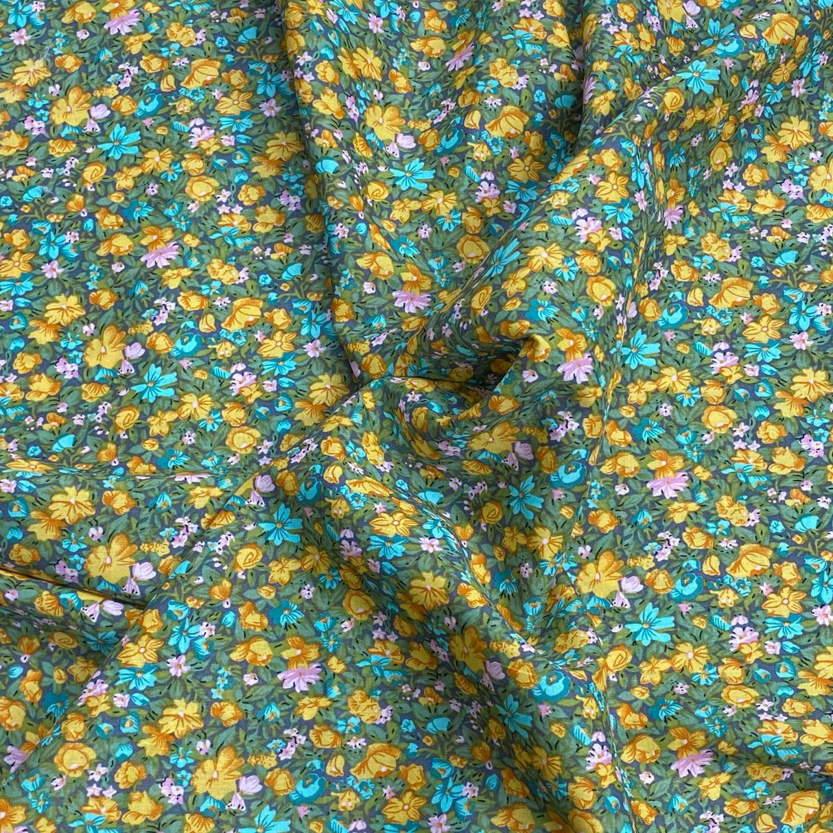 3 Metres, Luxury Dressmaking 100% Digital Printed Cotton Lawn- 55" (Green)