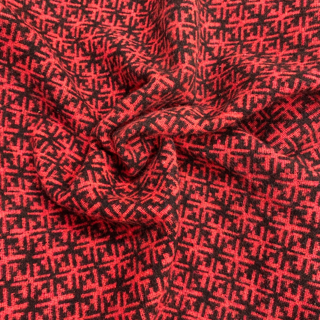 Per Metre Premium Wool Rich Fabric 55" Wide (Red & Black)