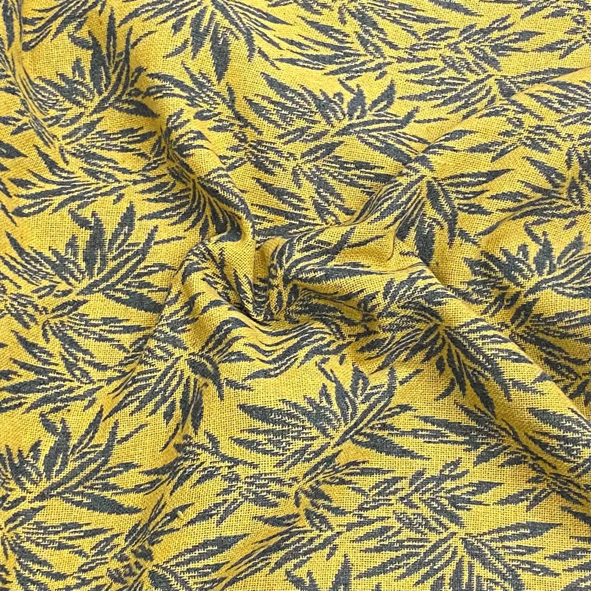 Per Metre Premium Wool Rich Fabric 55" Wide (Yellow Leafs)