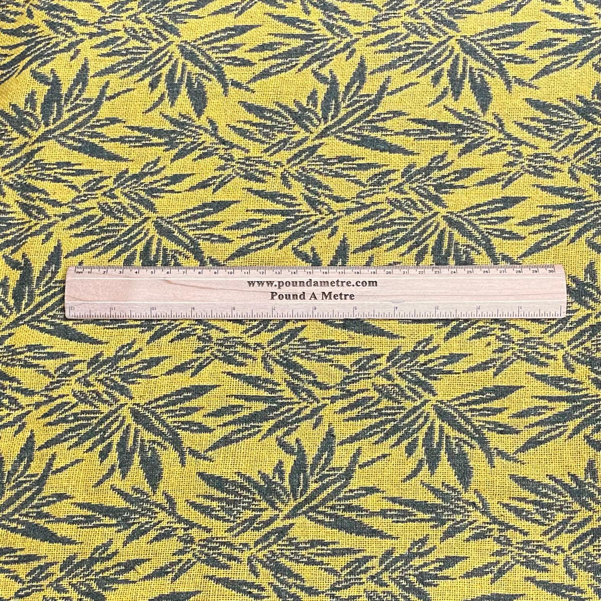 Per Metre Premium Wool Rich Fabric 55" Wide (Yellow Leafs)