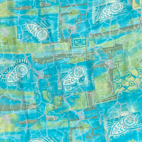 3 Metres Gold Foil Polyester Silk Fabric- 45" Wide (Turquoise)