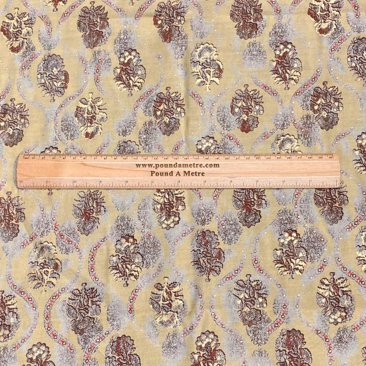 3 Metres Gold Foil Polyester Silk Fabric- 45" Wide (Gold)