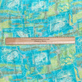 3 Metres Gold Foil Polyester Silk Fabric- 45" Wide (Turquoise)