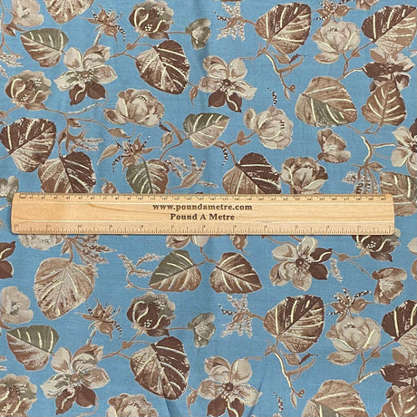 3 Metres Gold Foil Polyester Silk Fabric- 45" Wide (Sky Blue)