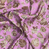 3 Metres Gold Foil Polyester Silk Fabric- 45" Wide (Pink)