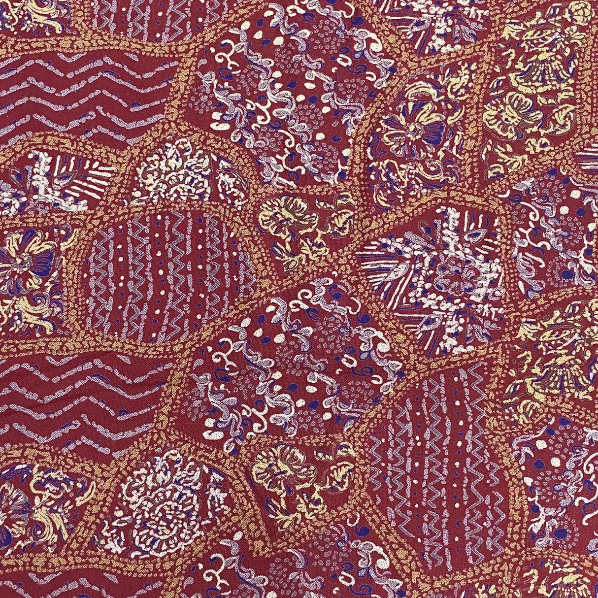 3 Metres Printed Cashmere Effect Crepe Fabric- 45" Wide (Maroon)