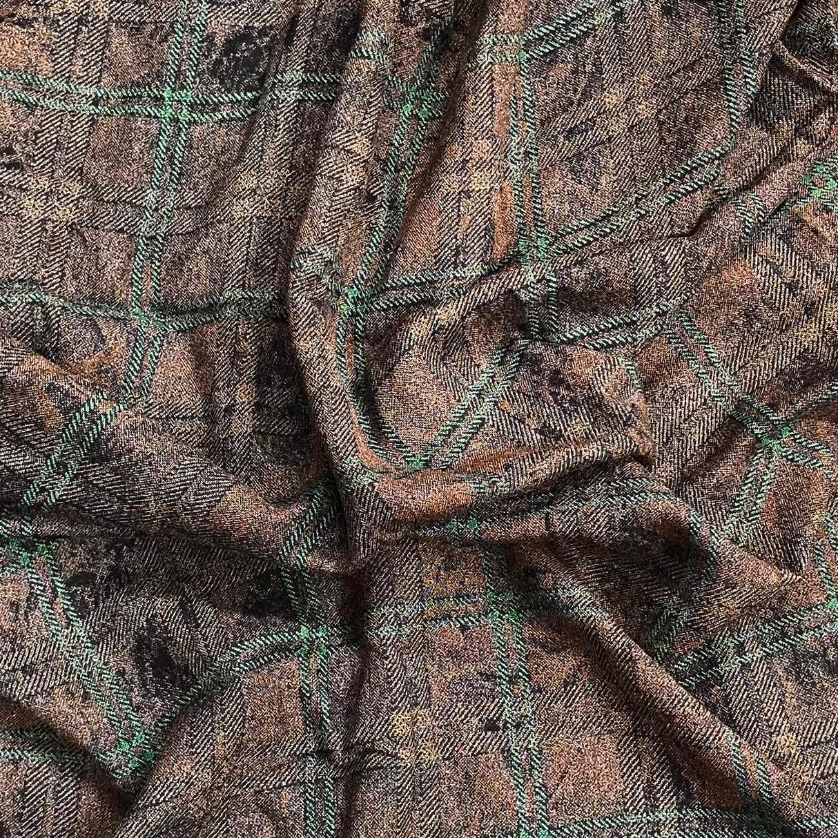 3 Metres Printed Cashmere Effect Crepe Fabric- 45" Wide (Squares)